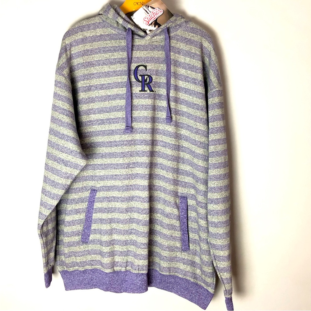 NWT Stitches Colorado Rockies MLB Striped Hoodie Sz 2XL